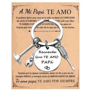 {Father's Day Gift} - Engraving Stainless Steel Tool Keychain Best Father's Day Gift 2026, ‘Recuerda Que Te Amo Papa’ Durable Hammer, Wrench & Screwdriver Design, Trendy Men's Fashion Car Key Accessory