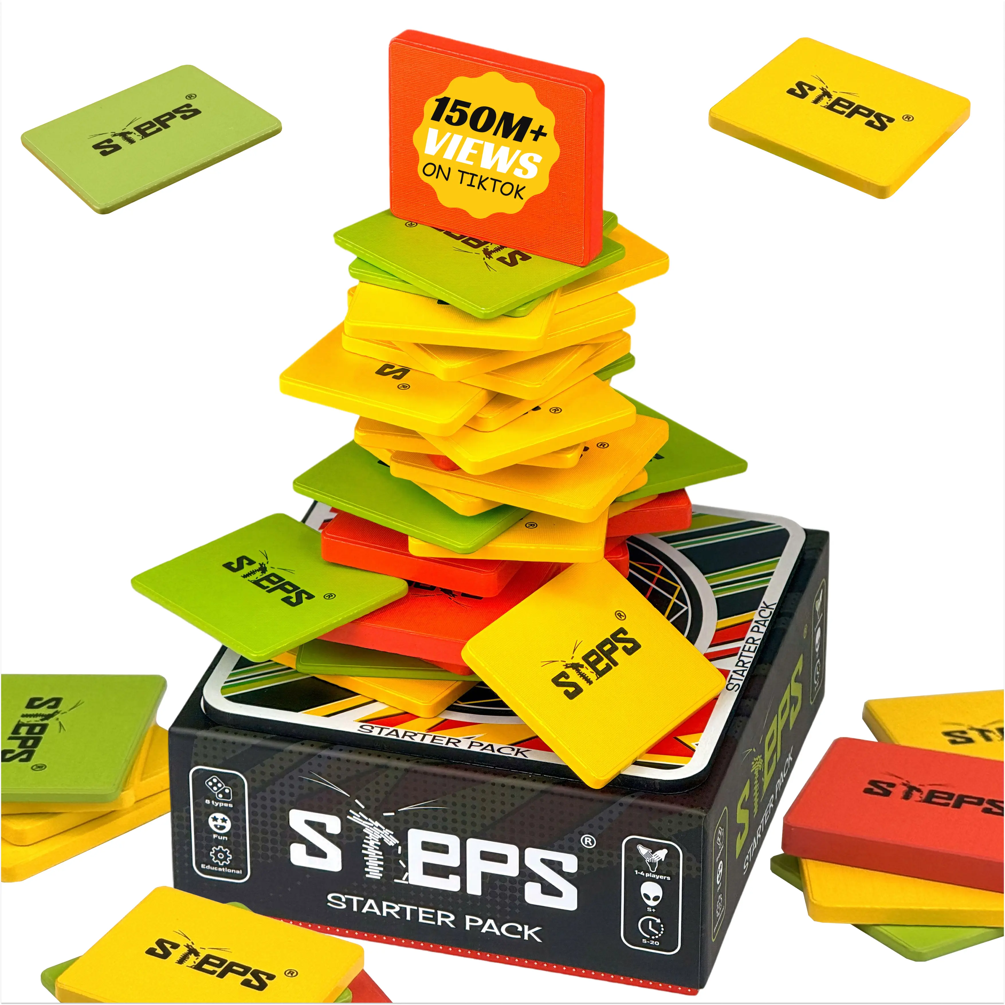 Steps Games Starter Pack Wooden Board Game – Unique Skill-Based Family Game, Party & Travel Game Gift Fun for Kids and Adults