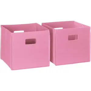 2-Pack Pink Folding Storage Bins with Handles - Cube Organizers for Closet, Bedroom & Playroom Boxes