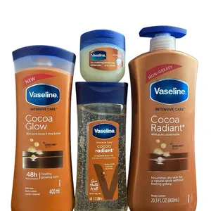Vaseline Cocoa Bundle - 600mL & 400mL Body Lotion, 200mL Body Gel Oil, and 1.75 Oz Petroleum Jelly Moisturizing Skincare