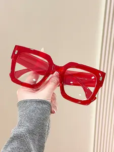 Large Square Transparent Fashion Eyeglasses, Classic Design, Unisex, Modern Minimalist Style, for Daily Use, Office, Reading, TV, Phone, Transparent Lens Glasses