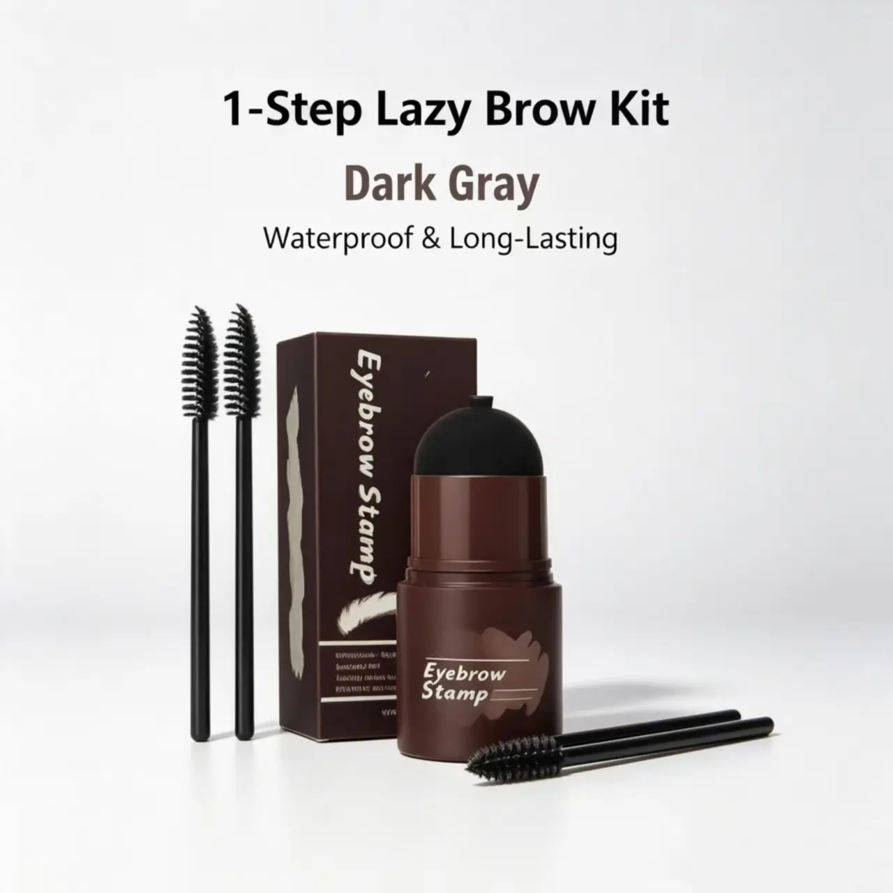 1-Step Eyebrow Stamp Kit with Stencils - Waterproof & Lightweight Silky Matte Powder, 3-in-1 Cosmetic for Fluffy Brows, Hairline Filler & Contour Shadow, Removable, Youth, Storage, Single Item, 28G, Fillers & Shadows, Lazy Quick, Multi-Functional