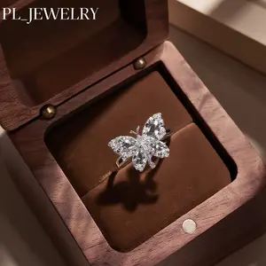 "Azure Sea Relic"Natural Sea Blue Treasure Ring Open Ring S925 Pure Silver Light Blue Butterfly Dynamic Pendant Palace Retro