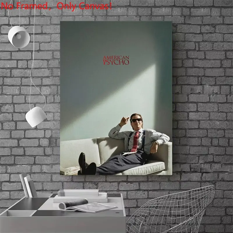 1 piece/set frameless canvas painting print poster, Classic Movie scenes Poster art，American Psycho， a perfect gift for Movie loves, ideal gift for bedroom, living room, dorm hallway, kitchen, mural, wall decoration, room decor