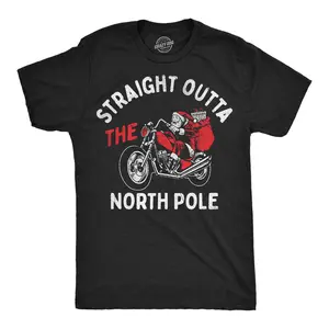 Mens Funny T Shirts Straight Outta The North Pole Sarcastic Santa Graphic Novelty Christmas Tee For Men Mens Funny T Shirts Cool Vintage Fashion T-Shirt Gift Classic Menswear Christmas Apparel for Men Novelty Black -
