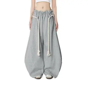 Baggy Pants Ultra Wide Leg Sweatpants 2025 Elastic Waist Trend Lantern Trouser Women's Casual Streetwear Super Baggy Barrel Sweatpants Clothes Fit Womenswear Bottom