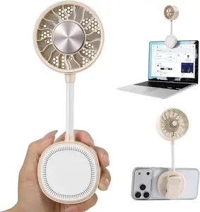 Magnetic Phone Fan 3-in-1 Portable Clip-On with Strong Suction Flexible Gooseneck 3 Speeds 2000mAh Mini Handheld for Commuting Cruise Travel Beach Desk Gym