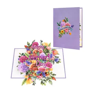 Mother's Day Card, Happy Mothers Day Carnation Pop Up Card, Tulip Flower Pop Up Card 3D Design for Mom Wife Grandmother Intricate Laser Cut Details Premium Cardstock