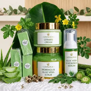 6pcs Combo Set Cerasee Moringa & Aloe Vera Soap Natural 3 Soap 1 Cream 1 Scrub 1 Serum Handmade Organic Ingredients, Shea, Body Care