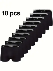 5/10 Pcs Men's Cotton Trunk with Short Leg No Fly, Casual Comfy Breathable Underwear for Daily Wear, Casual Sports Underwear