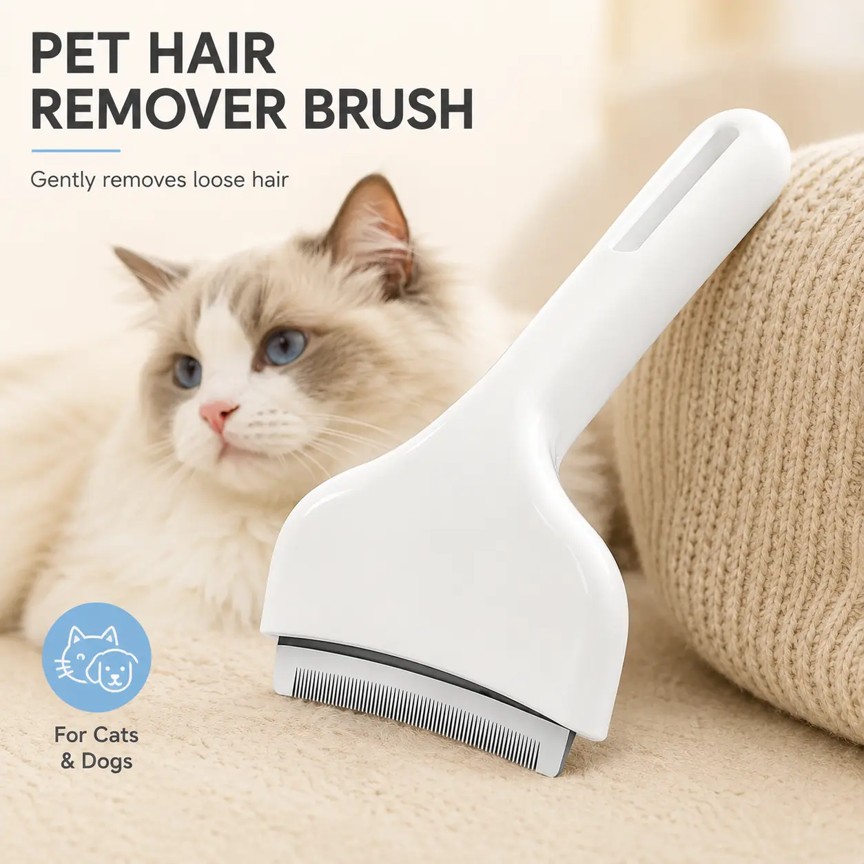 Self Cleaning Cat Brush for Indoor Cats & Dogs – Upgraded Pet Grooming Brush Removes Loose Fur, Deshedding Tool for Long & Short Hair, Gentle Massage Comb for Shedding, Tangles & Daily Grooming