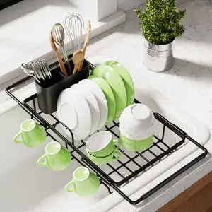 In-Sink Dish Drying Rack No Tray, Minimalist Metal Sink Organizer, Space-Saving Kitchen Rack, Black