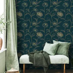 Vintage Floral Pattern Wallpaper, Self-adhesive Waterproof Wallpaper, Decorative Wall Sticker for Home Living Room Bedroom Kitchen