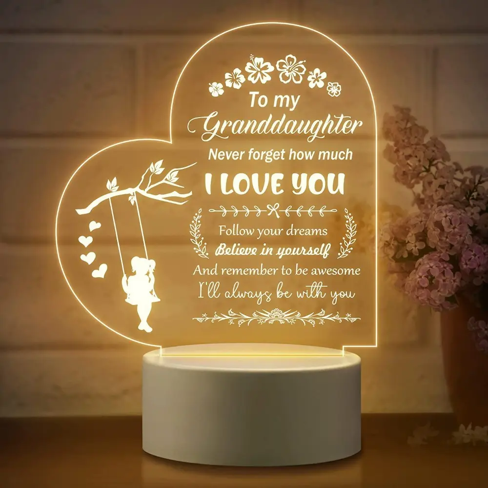 Afterprints Daughter Gifts - to My Daughter Engraved Night Light, Mothers Day Gifts for Daughter, Daughters Gift from Mom Dad on Birthday, Graduation, Wedding, Unique Night Lamp