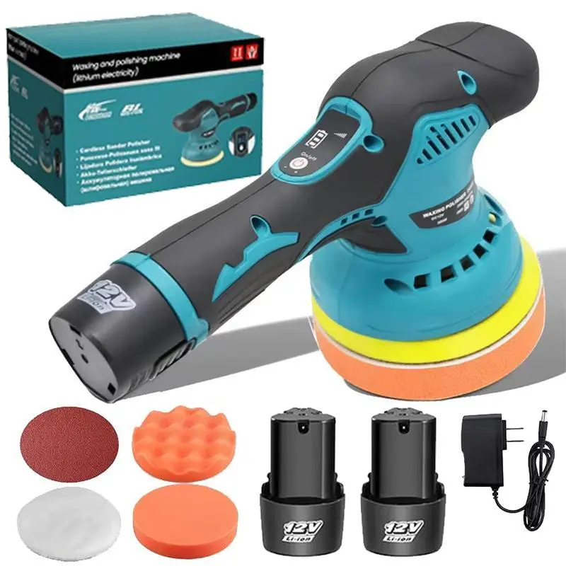 12V Cordless Compact Automotive Car Polish Machine - 8-Speed Power Tool (2800-5500 RPM), Multi-Pad Compatible, UN38.3 Certified Batteries Included, High Speed Polish, Scratch Fix for DIY Enthusiasts