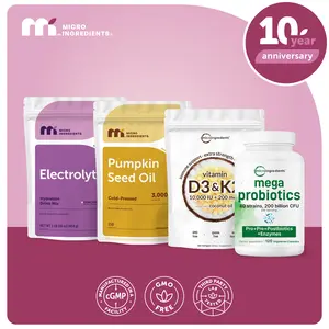 Nicole Glow Up Bundle: Hydration Electrolytes Powder 1LB, Mega Probiotics 120 Veggie Capsules, Pumpkin Seed Oil 150 Softgels & Vitamin D3 K2 10000IU 180 Softgels