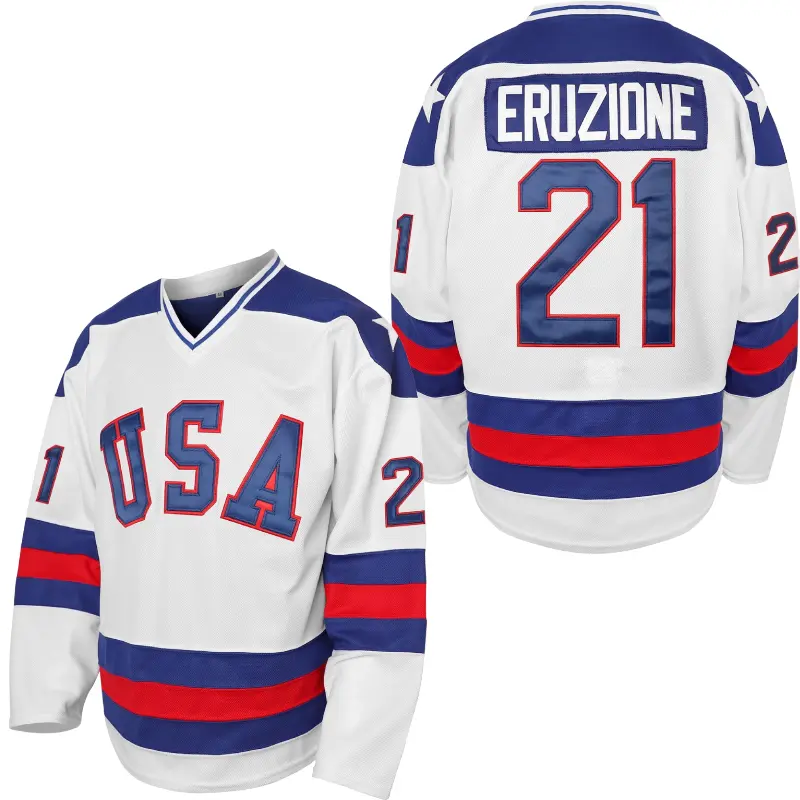 USA Hockey Jersey #21 Eruzione Retro Ice Hockey Jersey Vintage Fan Jersey Unisex Embroidery