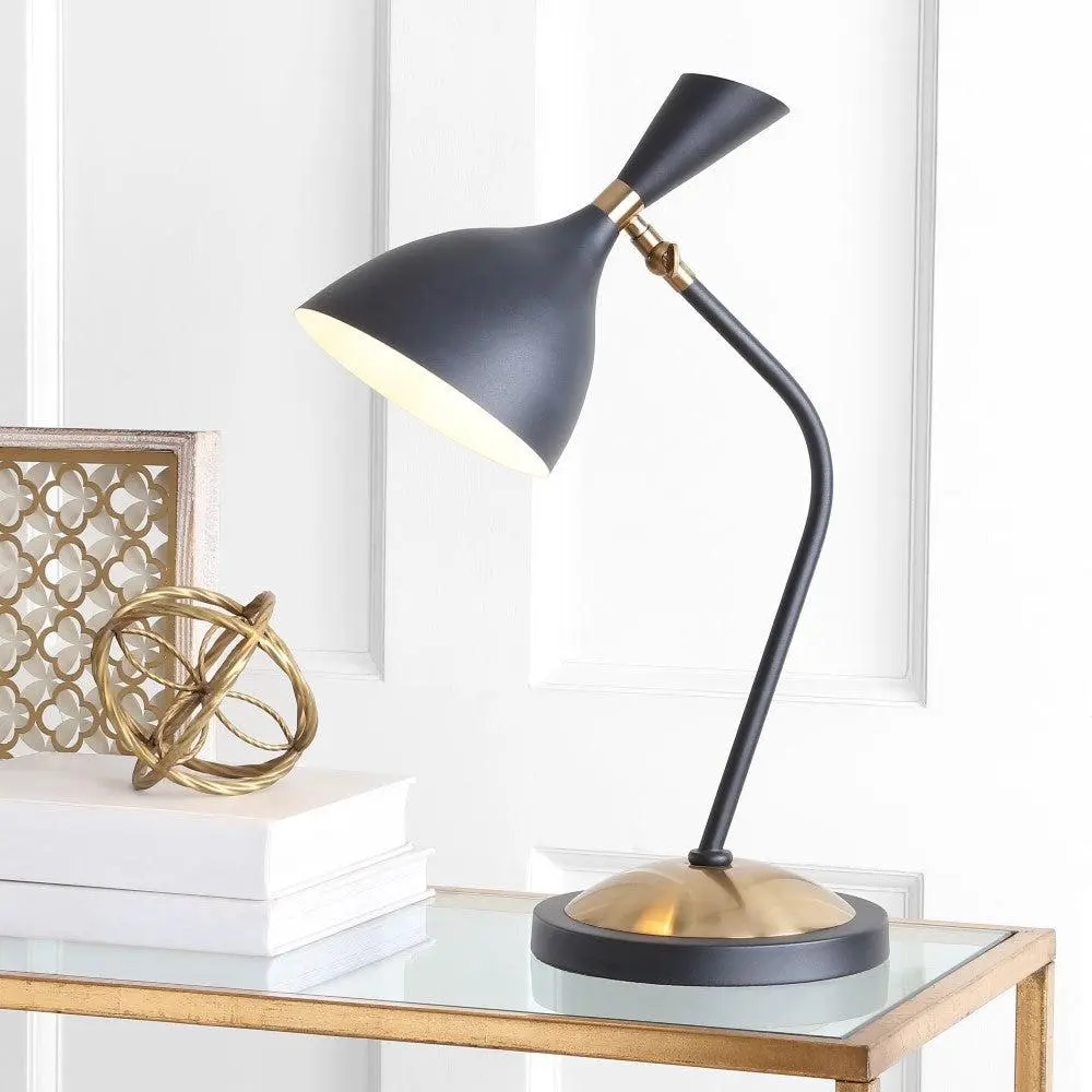 JONATHAN Y Albert Iron Retro Mid-Century LED Table Lamp - Decor, Aesthetic Neutral, Ambient LED Lighting, Artistic Decorative Bases & Shades for Bedroom, Living Room, Aesthetic Neutral Lamps, Bases & Shades, Ambient Led Lighting Lamps, Bases & Shades