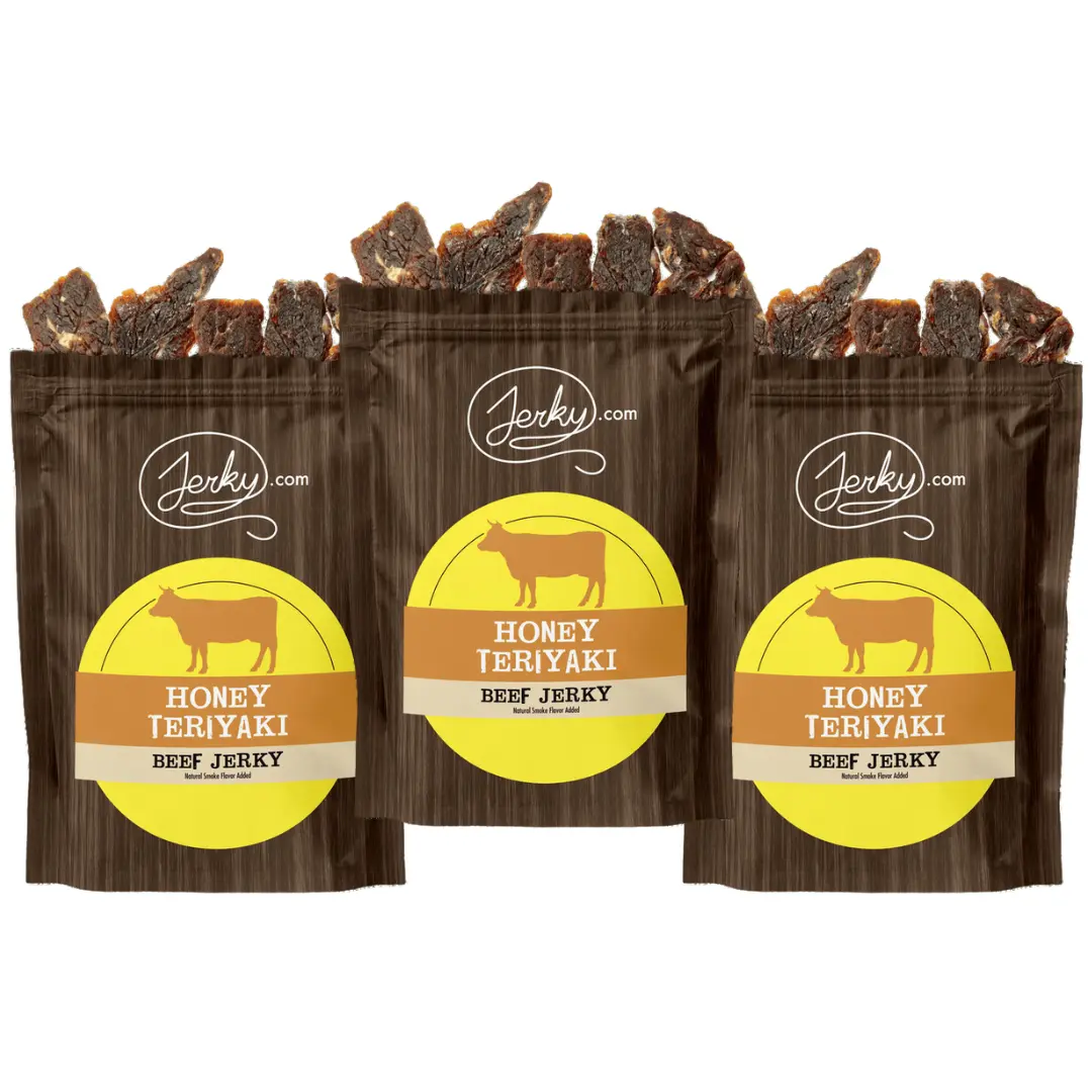 3 Pack - Honey Teriyaki Flavored Beef Jerky - Made with Brisket, All-Natural Jerky w No Added Preservatives, Made in the USA - 7.5 oz.