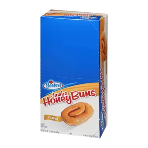 Hostess Jumbo Glazed Honey Bun Ambient Snack Packs, 6-Pack (4 oz Each) - Sweet Snack Cake, Ideal for Casual Treats, Snacks