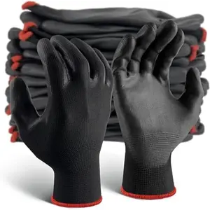 6/12/18PCS PU Coating Gloves Anti-Slip Multi-Scenario Nylon PU Work Gloves Safety Durable Gardening Machinery Automotive Repair NONE