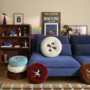 40cm Button Shape Plush Pillow, Multicolor Round Sofa Cushion, Home Decorative Cushion, Soft Comfortable Bed Rest, Cute Winter Gift for Girlfriend, Valentine's Day Present