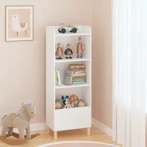 Bookshelf for Kids, 4-Tier Children's Bookshelf Kid's Book Display, Toy Storage Cabinet Organizer Bookcase for Kid's Room, Playroom, Nursery and Kindergarten White