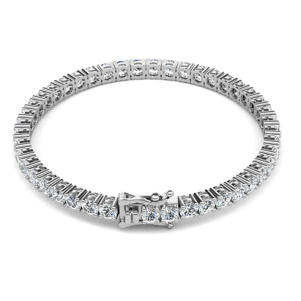 Olivia 18k White Gold Plated Tennis Bracelet with Simulated Diamond Crystals