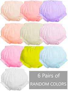 6-Pack Cotton Solid Bloomers Underwear Infant Baby Ruffle Undies Breathable Soft Briefs Toddler Girls Panties Kids Assorted Boxer Underpants