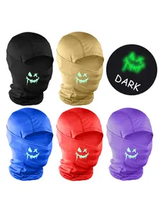 Luminous Smiling Face Print Ski Mask, Unisex Fitted Woven Fabric, All-Season Outdoor Sports Gear, Protective Gear, Available in Multiple Quantities