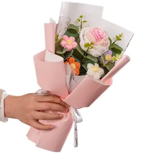 Handmade Knitted Crochet Flower Bouquet Anniversaries Perfect Valentine’s Day, Birthday, Mother’s Day, Father’s Day & Thanksgiving Gift, anniversary gifts for her Decorative Artificial Flower Set (without ledlights)