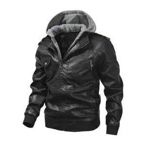 Wear men's jackets in autumn and winter, hooded jackets, motorcycle PU leather jackets, men's synthetic leather motorcycle jackets, second-hand bicycles, bombers, military jackets, Coats