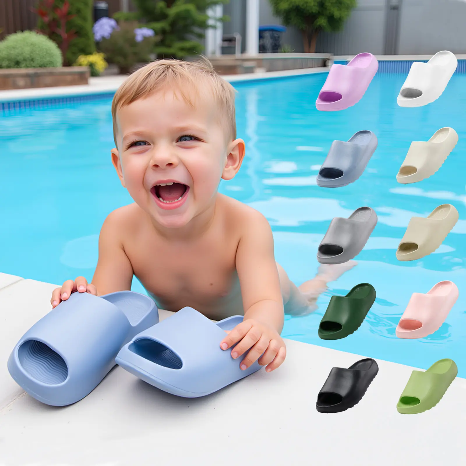 rosyclo Kids Cloud Slides Slippers  for Toddler Non-Slip Soft EVA Summer Sandals for Boys and Girls | Lightweight Comfy Pillow Slippers | Toddler Beach & Pool Shoes