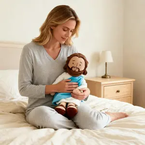 Cuddly Jesus Stuffed Plush 13-inch Ultra Soft Premium Fabric Religious Faith Gift for Kids & Adults Machine Washable Perfect for Baptism Christmas, Unisex Item