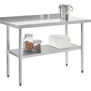 Global Industrial 319061 Stainless Steel Workbench with 2 in. Backsplash & Undershelf, 72 x 30 in.