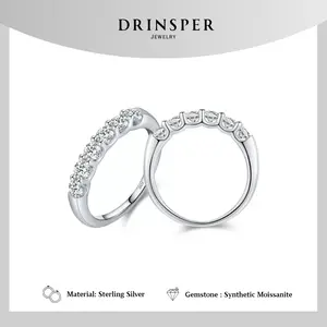 Drinsper Stacking S925 DVVS Synthetic Moissanite Ring for Women Girls Sterling Silver Material Suitable for Daily Wearing Engagement Anniversary Jewelry Gift for Girlfriend Wife Mom