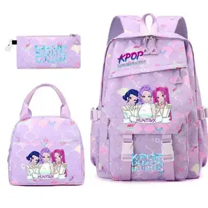 3-Piece Demon Hunter Travel Backpack Set Oxford Cloth Large Capacity Laptop Compartment Custom Name Pencil Case Crossbody Bag Unisex
