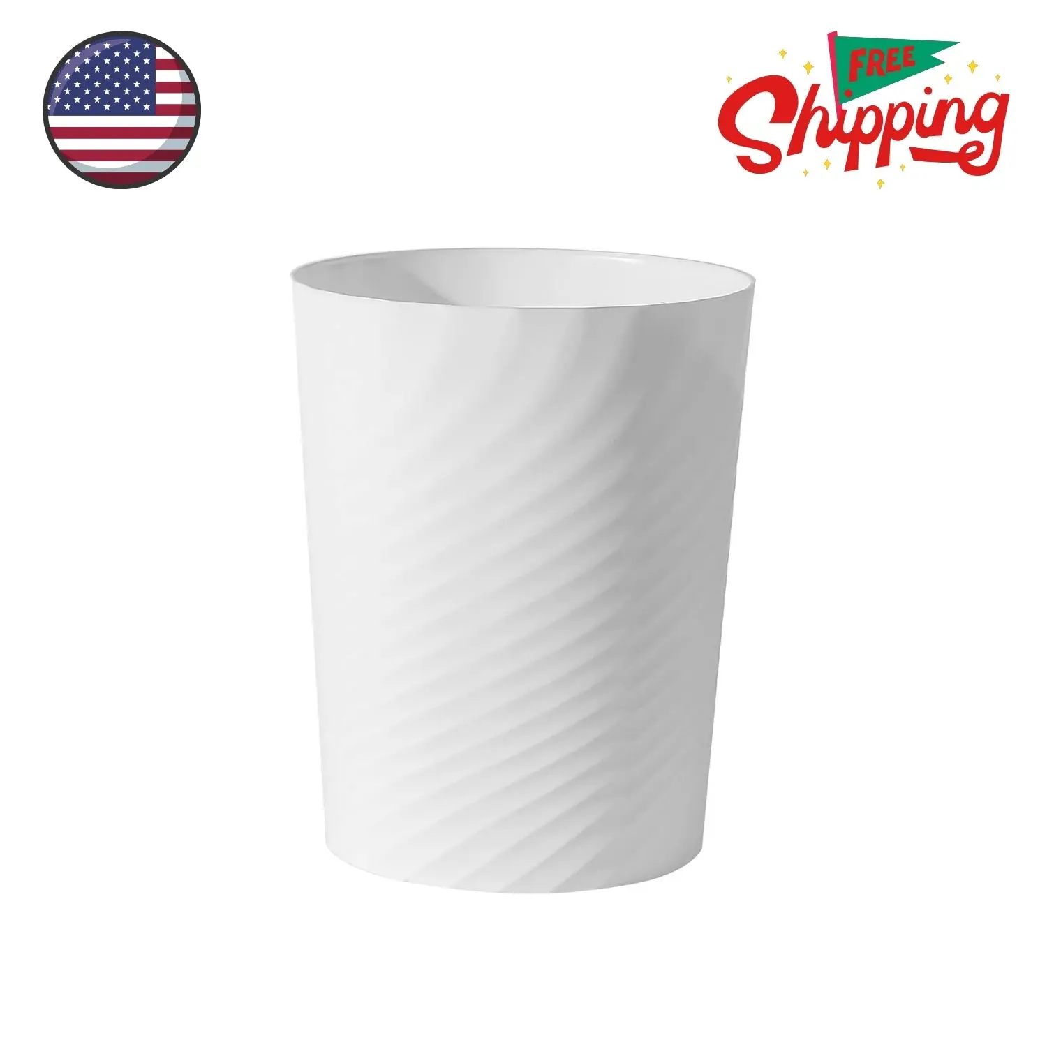 Plastic Small Trash Can Wastebasket, Garbage Container Basket White, 1.8 Gallon