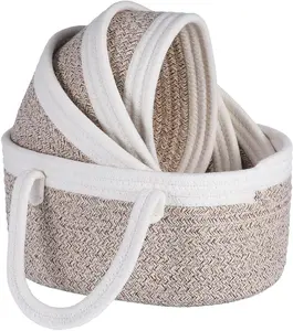 Shelf Baskets, 4 Pack, Multi-Size, Cotton Woven Storage Bins, Closet Organizers, Craft Supplies, Diapers Decorative laundry basket