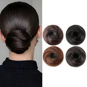 1pc Hairstyle Piece For Women, 4-Inch Elastic Clip-In Donut Bun Synthetic Hair Extensions, Heat-Resistant Synthetic Fiber, Chignon Donut Bun Wig Hairpiece, Synthetic Wiglets, Versatile Design For All Hair Types, Secure Fit, Hair Acces