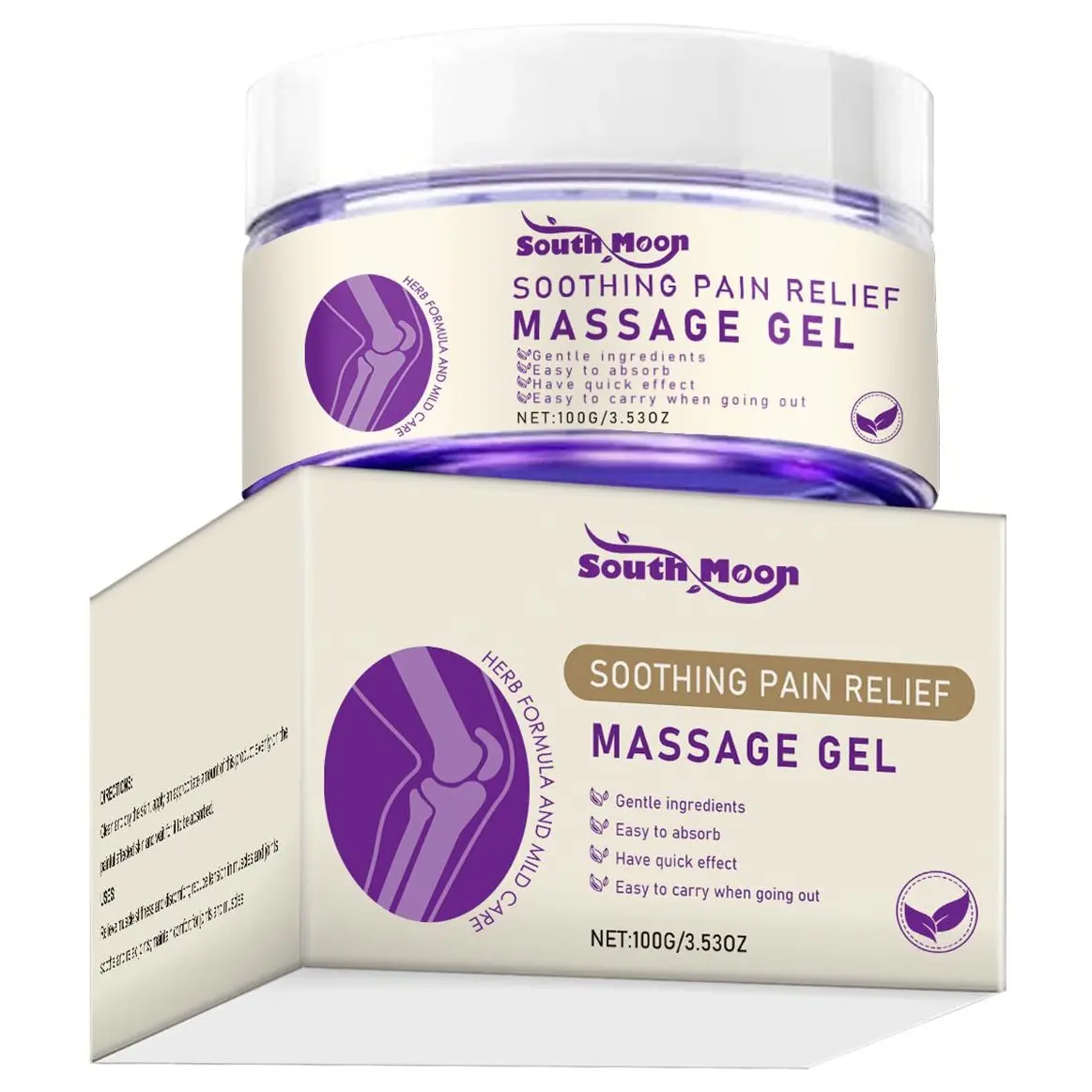 South Moon Purple Joint Pain Relief Gel - Massage Cream for Knee, Lower Back, Neck Comfort Care - Body Moisturizer for Daily Soothing Support