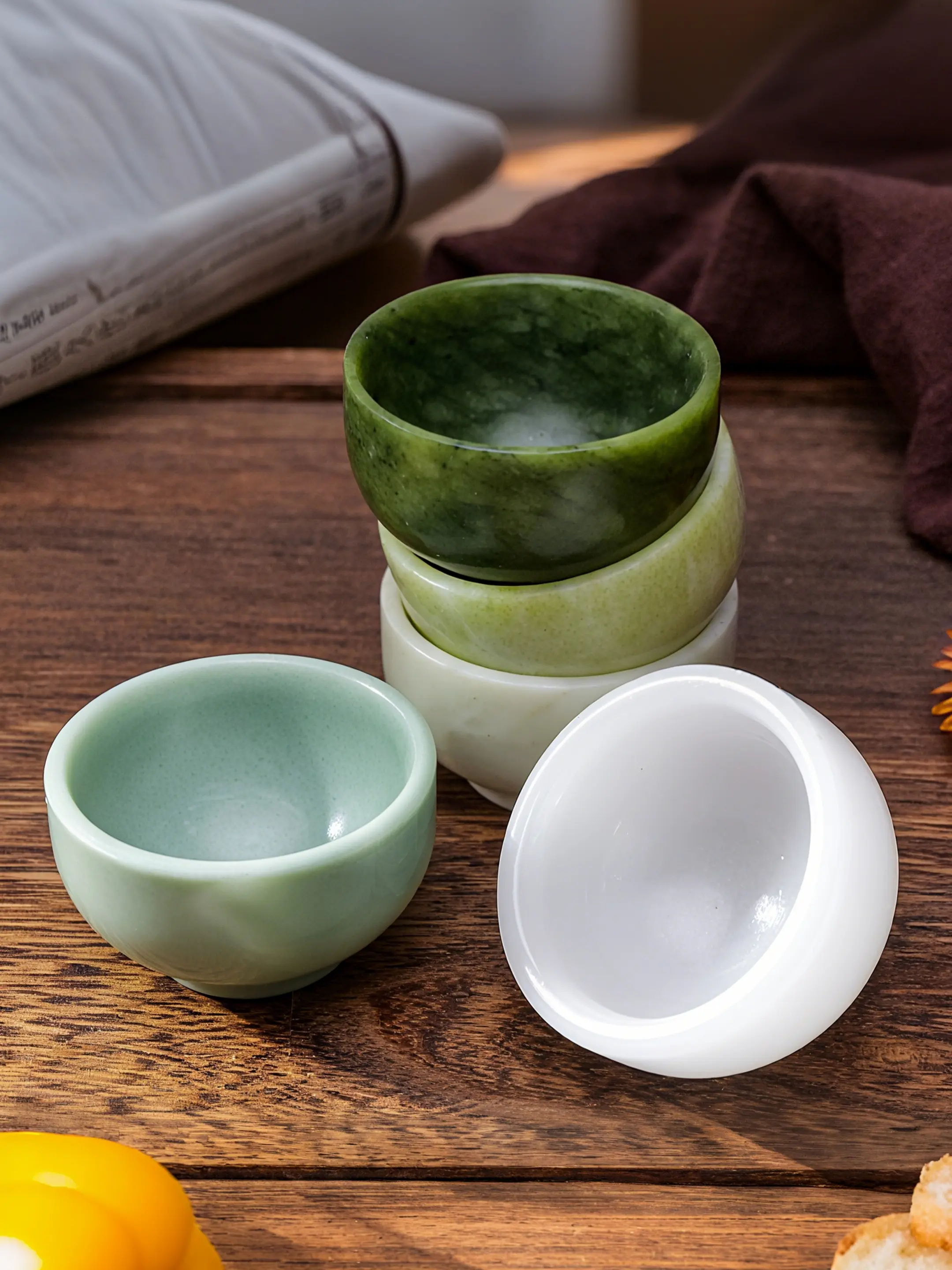 Natural Jade Crystal Bowl, 1 Count Elegant Aesthetic Gemstone Bowl, Decorative Crystal Quartz Degaussing Bowl, Elegant Jewelry Accessories & Parts, Home Decor Gift, Decorative Bowls
