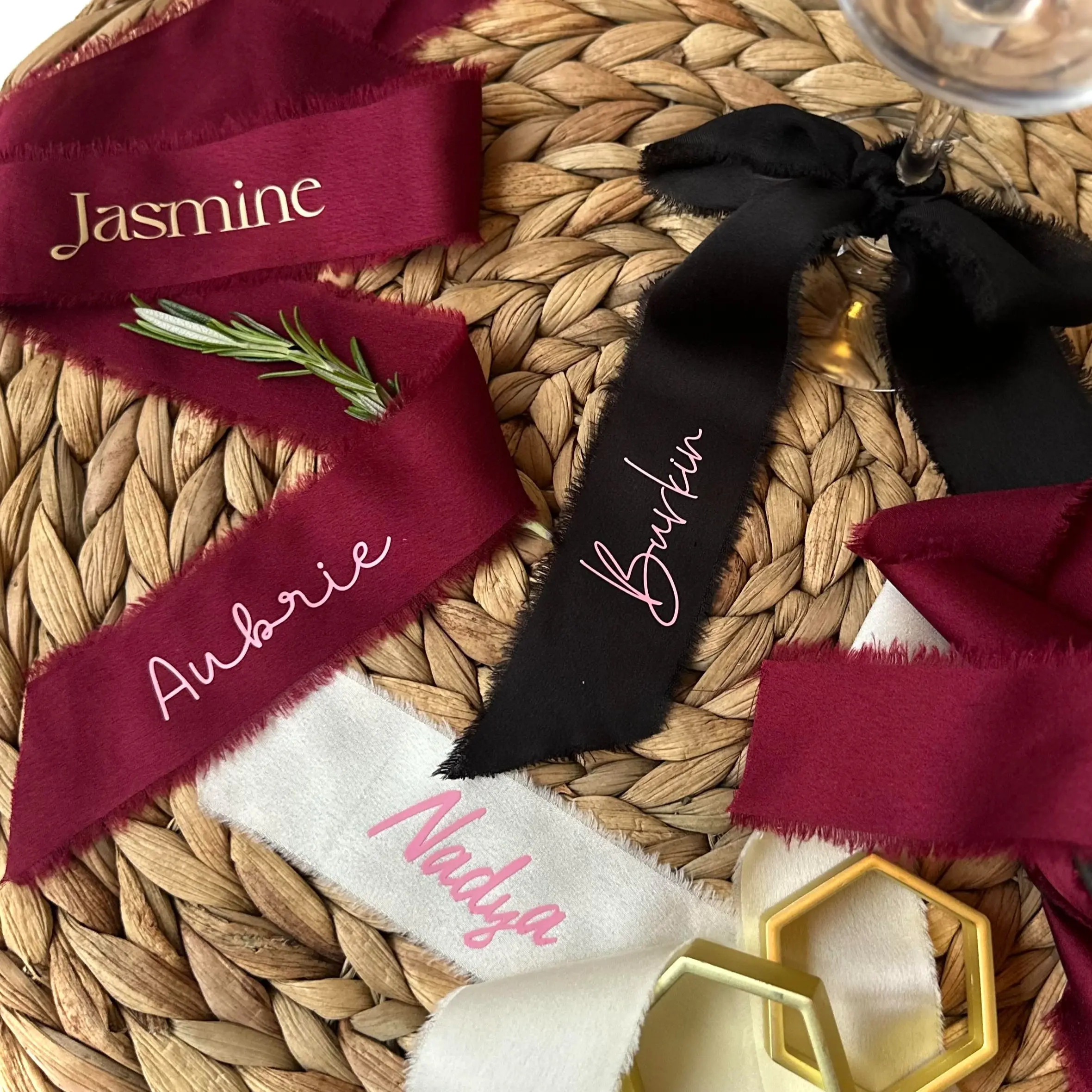 Valentine's Day Personalized Ribbons, Custom Romantic Satin Chiffon for Name Place Cards, Gift Wrapping, Parties, & Romantic Gifts, Galentines, Bows