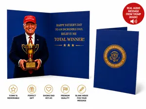 Funny Talking Trump Father's Day Card with Sound | Opens & Speaks Automatically – Best Dad Gift 2025
