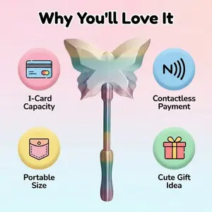 Charming Butterfly Non-Contact Payment Stick, Portable Card Holder for Hand-Free Transactions, Adorable Design for Everyday Use