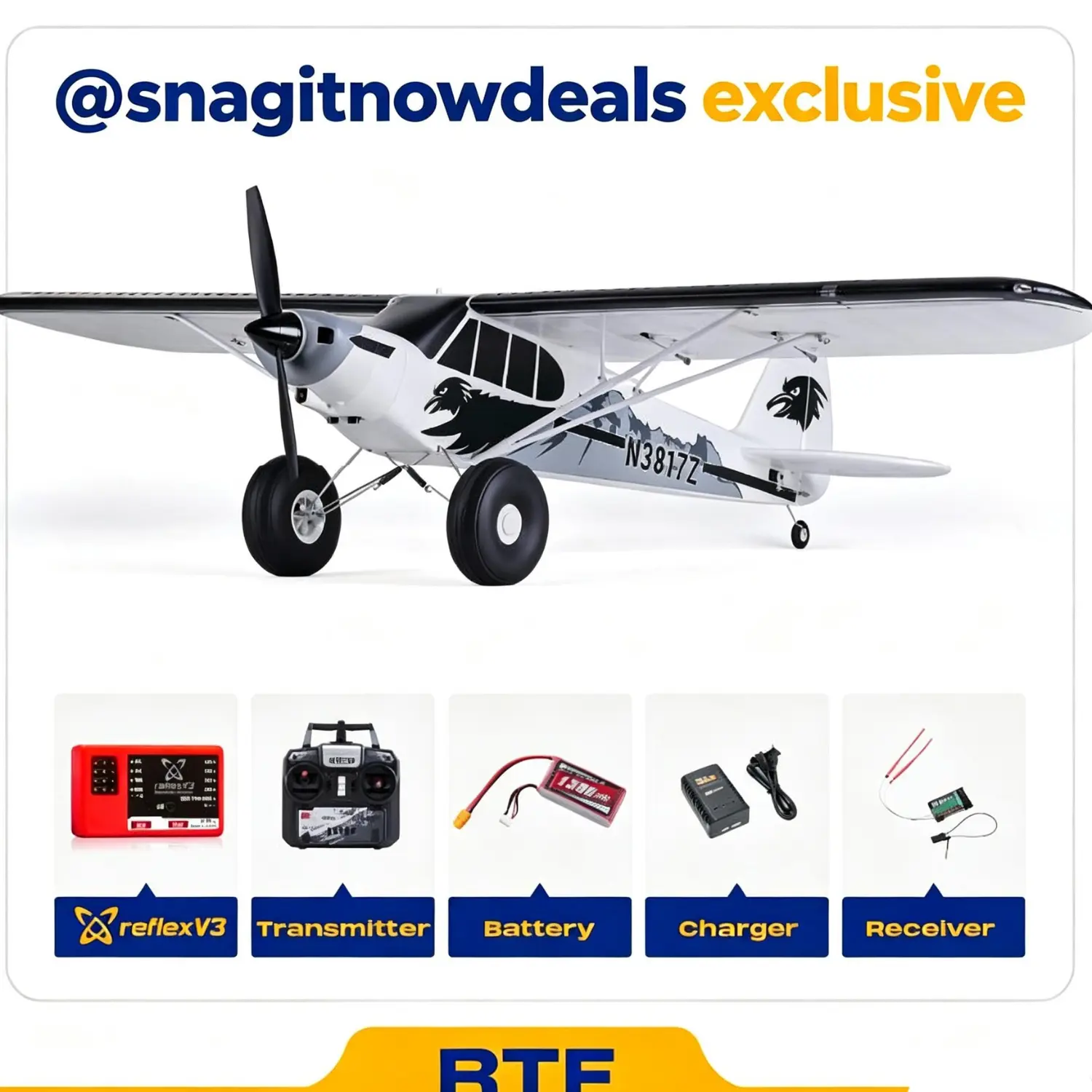 【@snagitnowdeals exclusive】FMS 1300mm PA-18 Super Cub with Reflex V3 RTF，RC plane、adult hobby toy、outdoor flying、racing aircraft，Beginner RC Plane