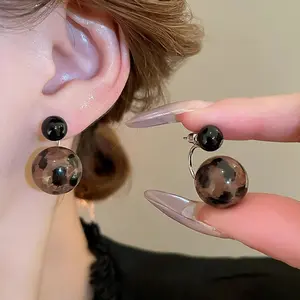 Elegant Leopard Print Earrings for Women, New Style, Light Luxury DDES0713, Unique Design, Silver Needle Stud Earrings, 14K Gold Plated