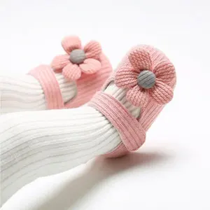 Newborn Baby Girl Cute Shoes, Soft Bottom Flowers Cotton Non-Slip Toddler Crib Footwear