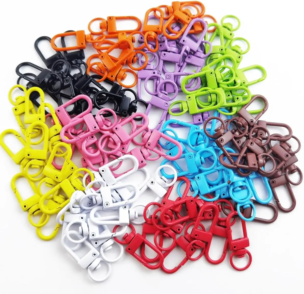 [Summervibes]100Pcs/Set Candy-colored Metal Paint Keychain,Lanyard Swivel Snap Hooks Heavy Lobster Claw Clasps For Bag Jewelry Accessories,DIY Hand Tools Kits