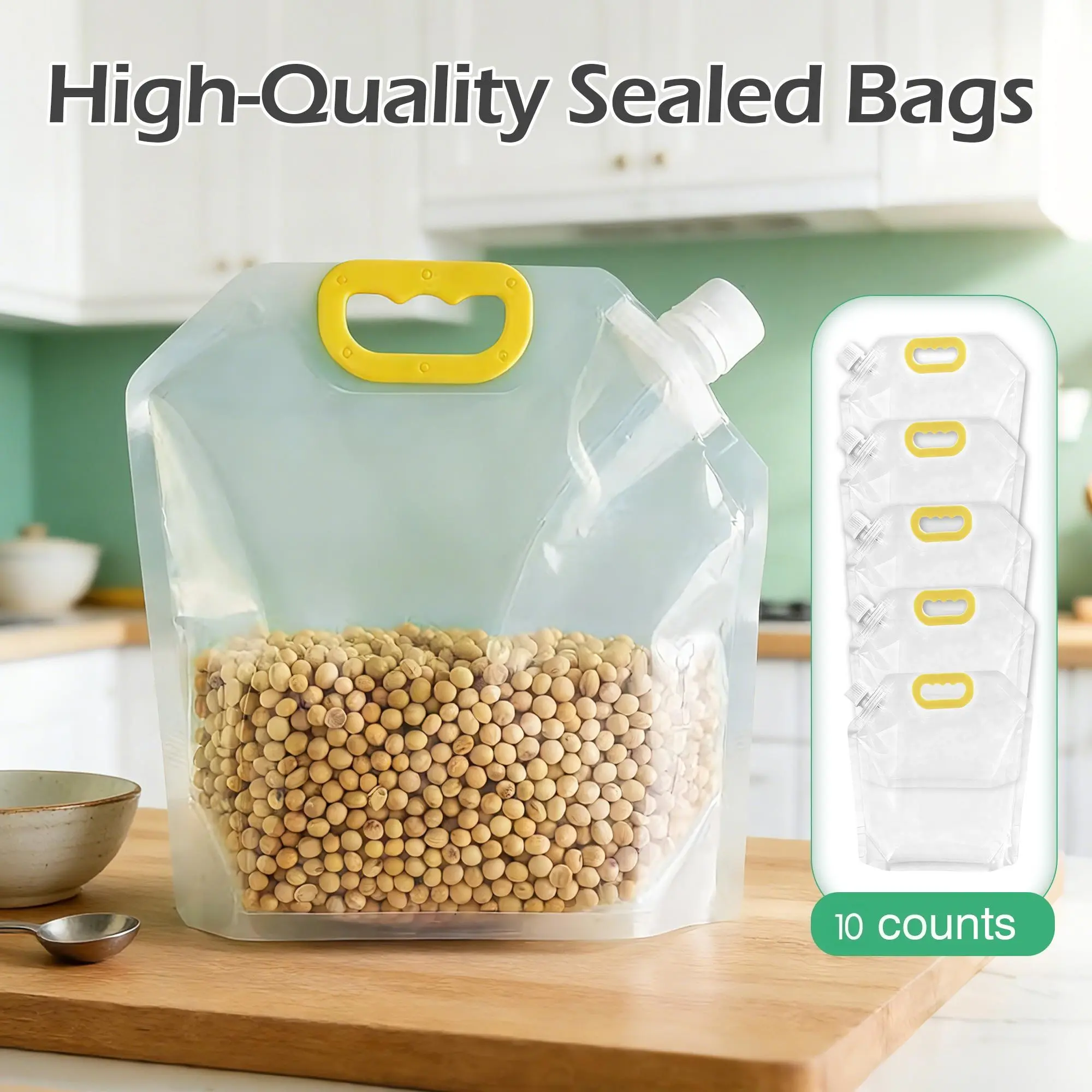 10-Count Reusable Washable Airtight Food Storage Bags - Leak-Proof Expandable Large Capacity Portable Containers for Camping, Picnic, Kitchen Use with Kid Safety Focus